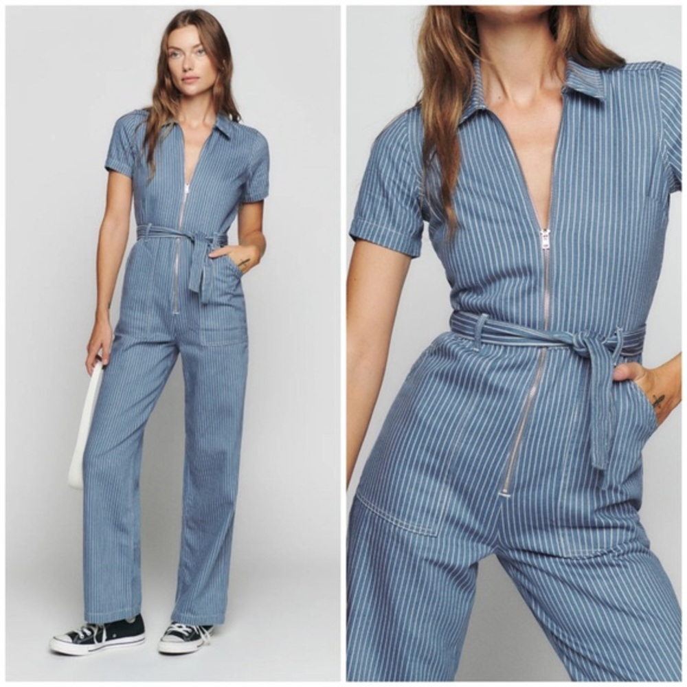 Reformation Cassidy jumpsuit striped denim (6)